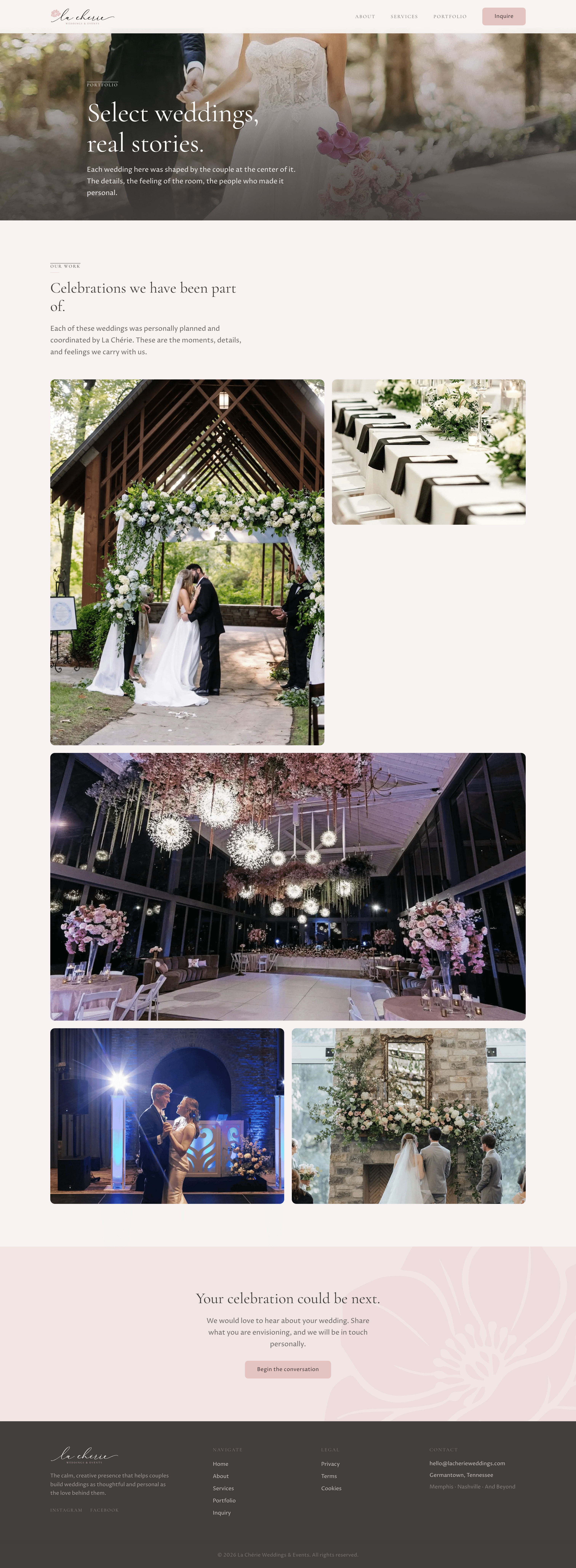 La Chérie Weddings portfolio after the rebuild