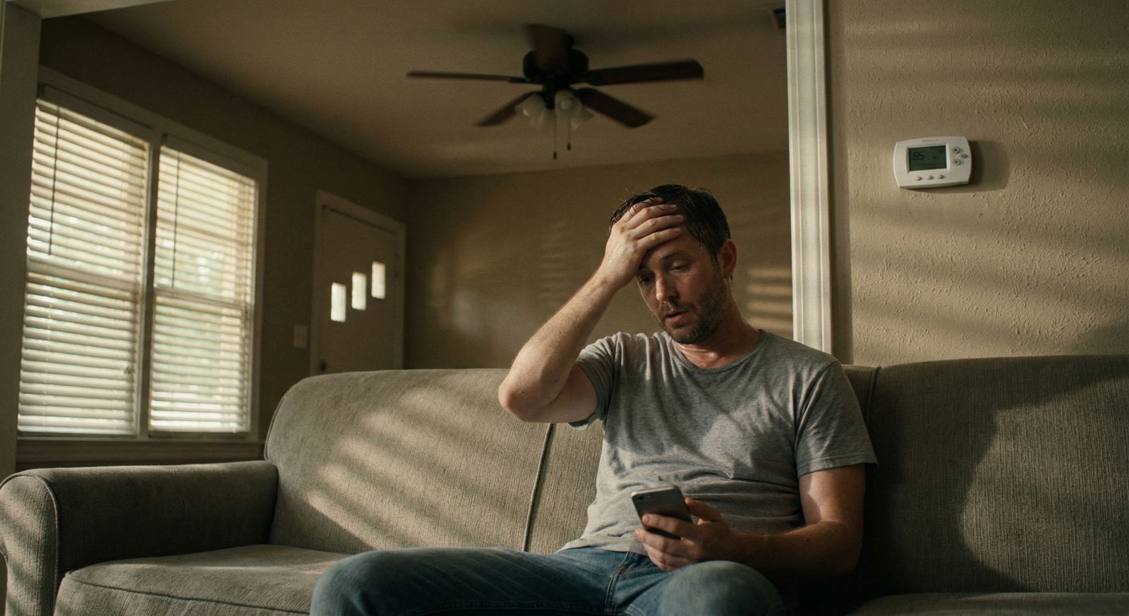 Homeowner stressed in a hot Memphis home