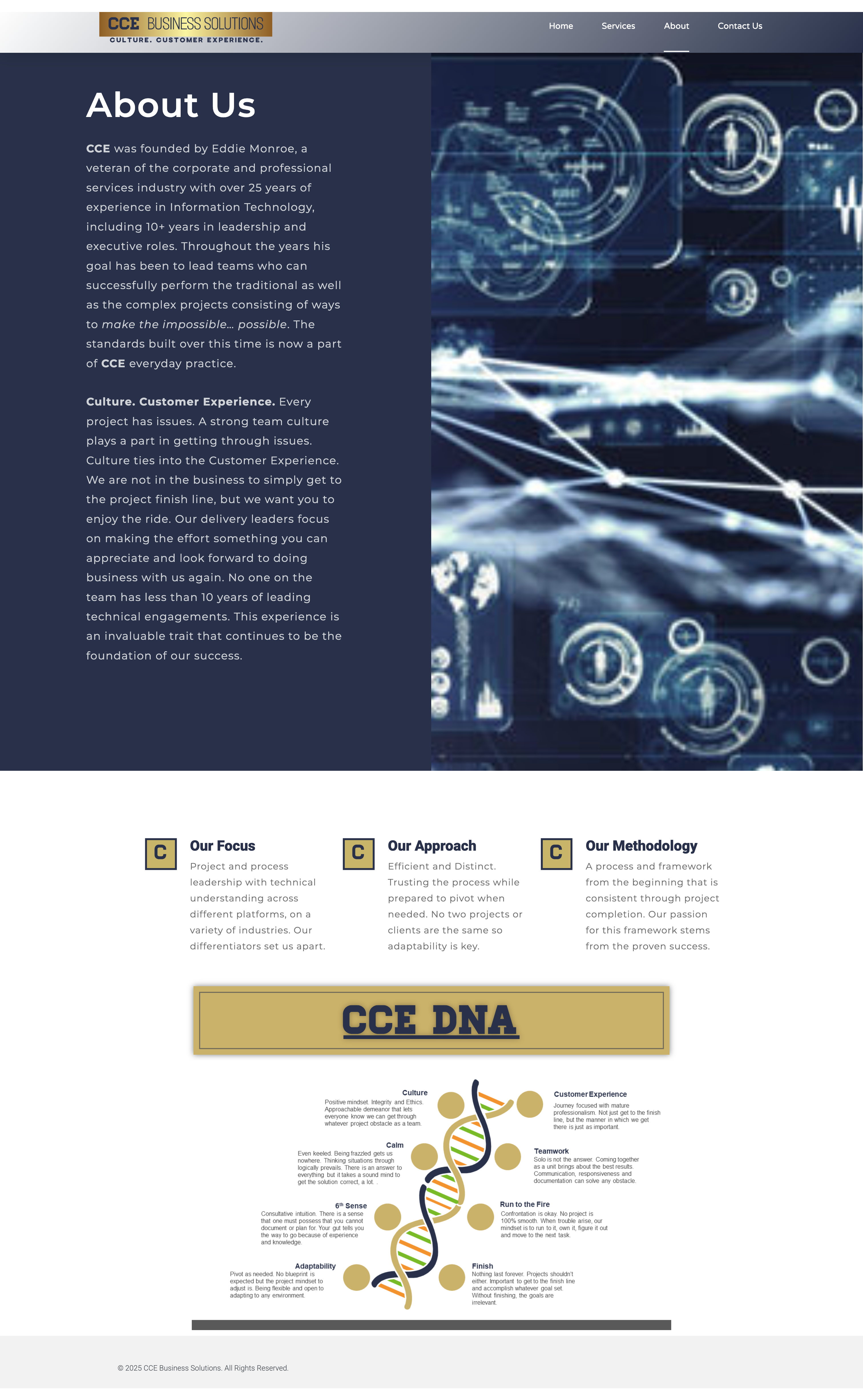 CCE Business Solutions About page before the rebuild