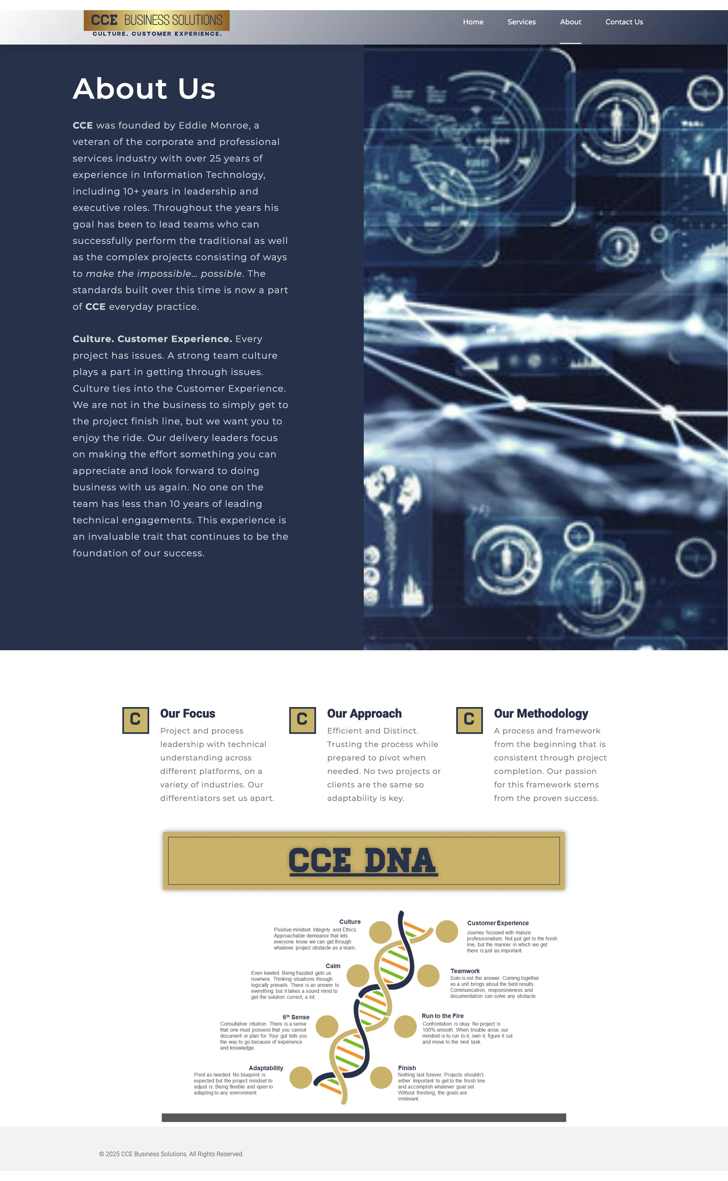 CCE Business Solutions About page before the rebuild