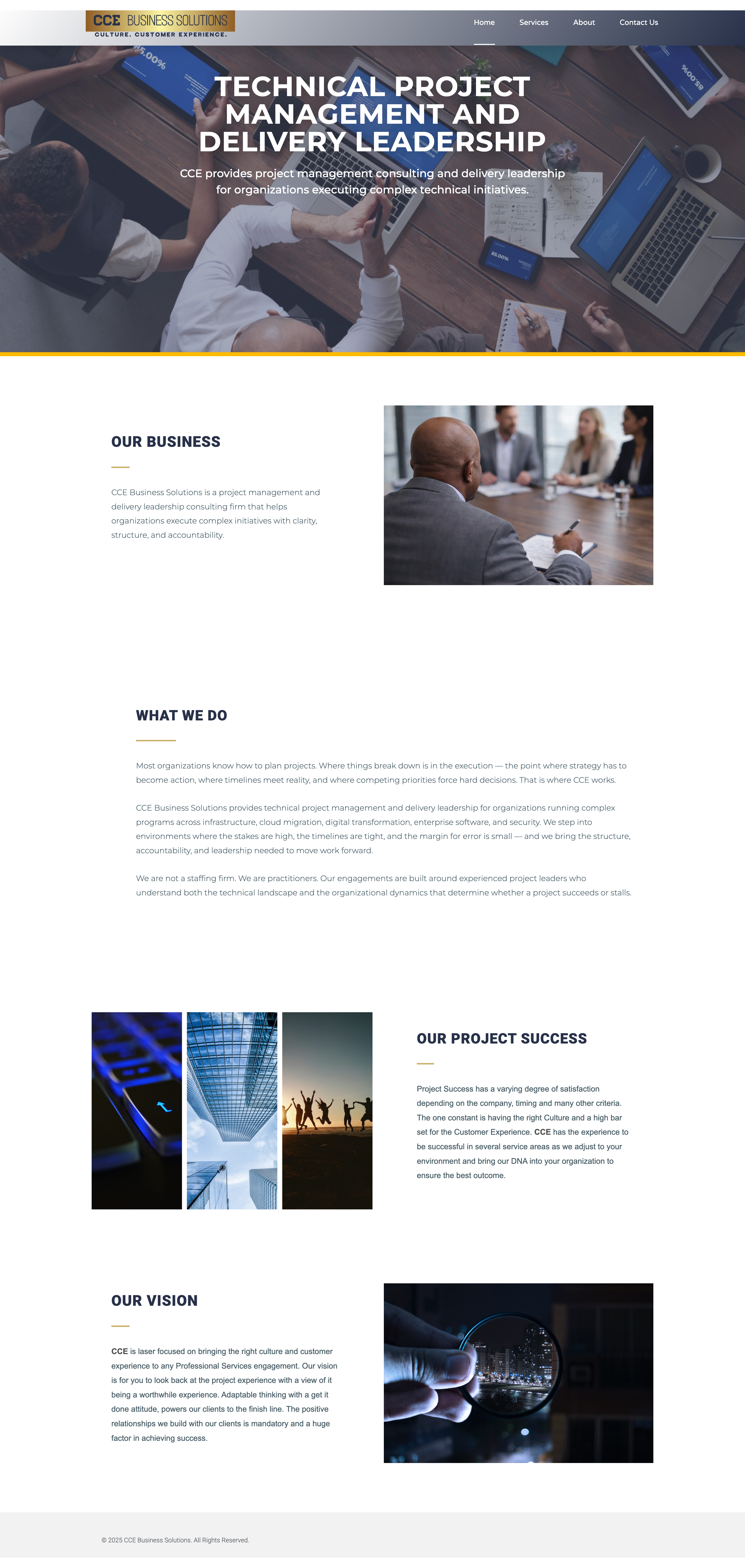 CCE Business Solutions homepage before the rebuild