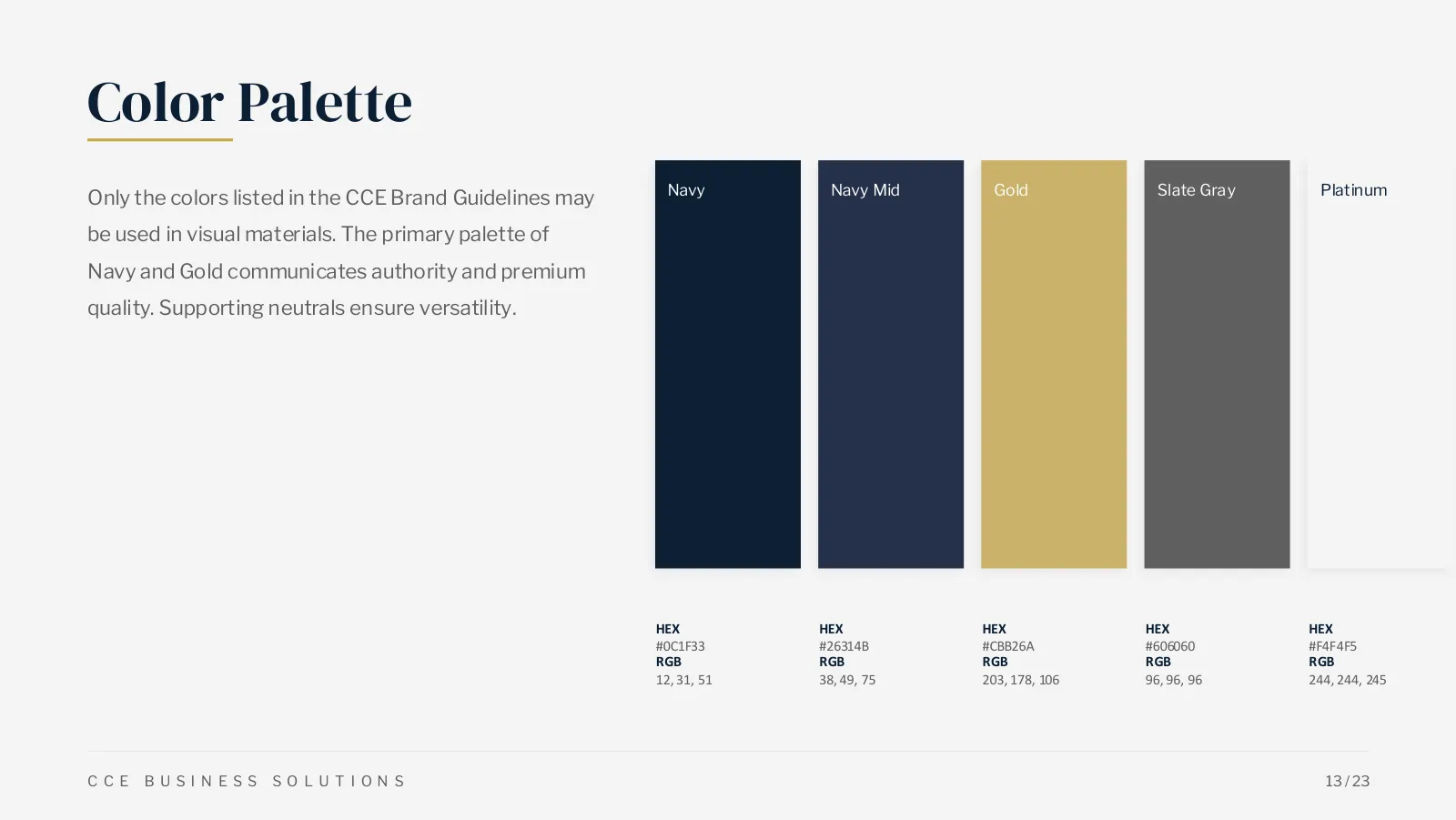 CCE color palette