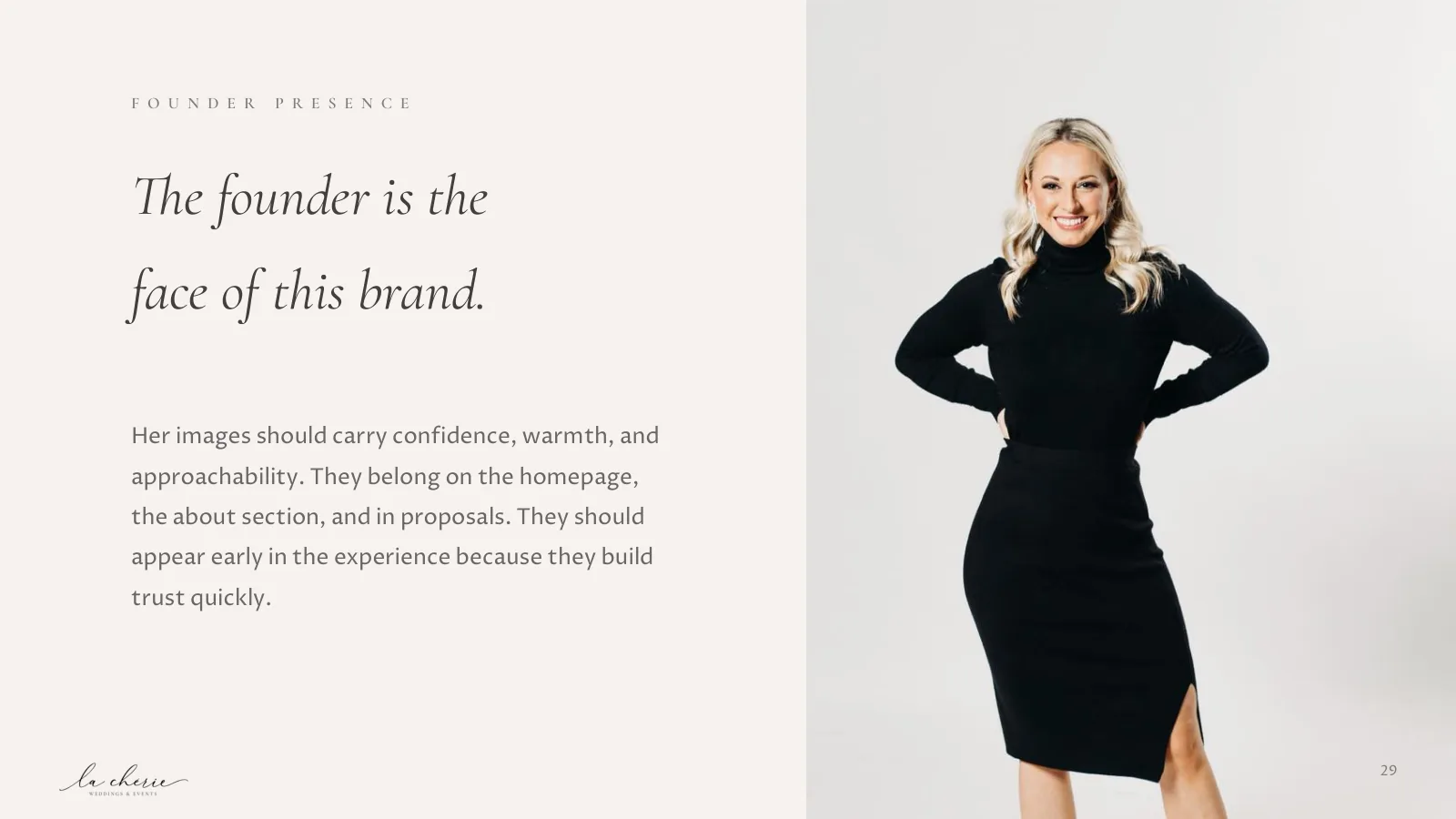 La Chérie founder presence: the founder is the face of the brand
